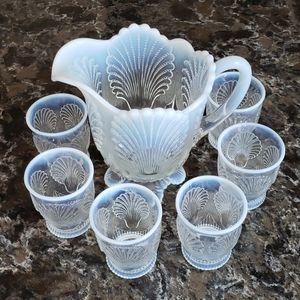 Carnival Pitcher and 6 Piece Glass Set
